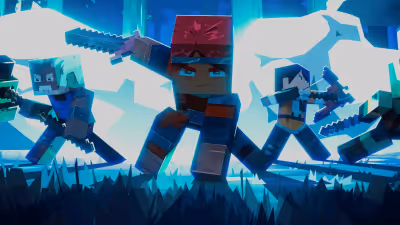 Gear up for adventure! The brave heroes of Minecraft Dungeons stand united and ready for action in an icy realm.